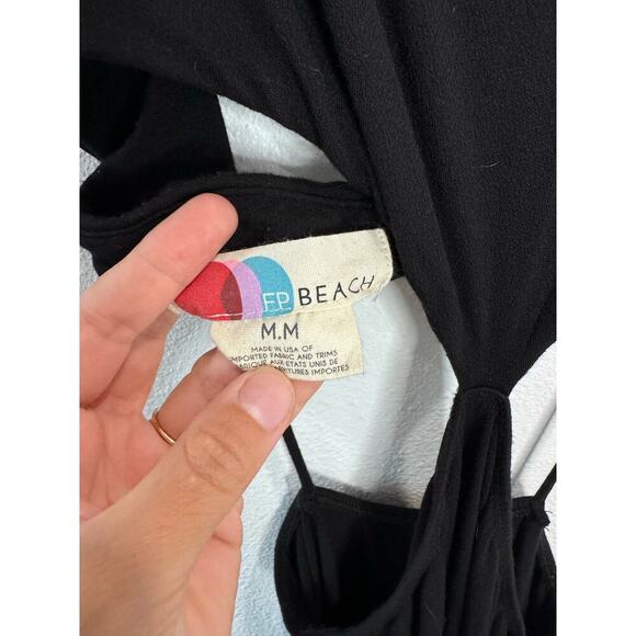 Free People Beach Black Piper Midi Dress Medium - Picture 5 of 7